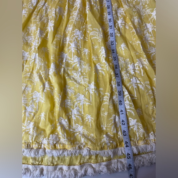 Ro’s Garden Yellow White Floral Maxi Dress Fringe Hem And Tassels Size L - Picture 5 of 10